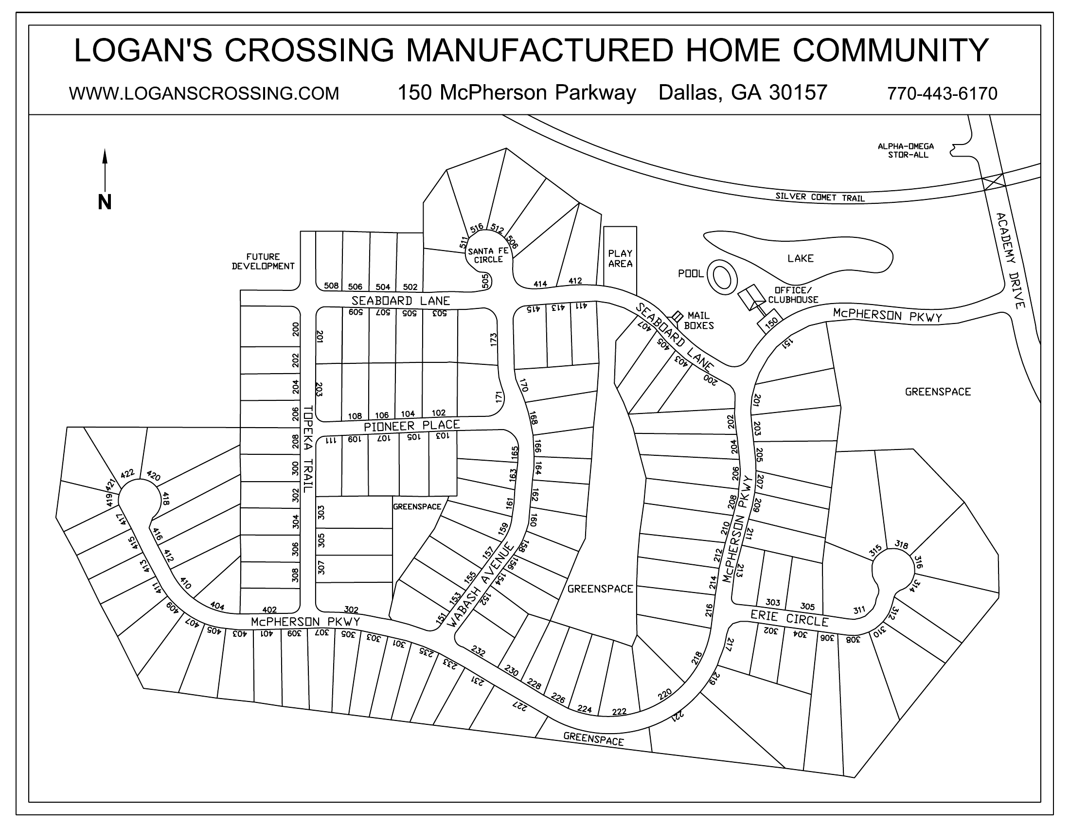 Logan's Crossing neighborhood plat map